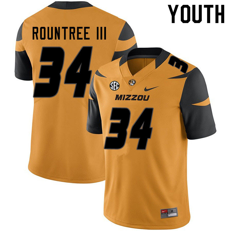 Youth #34 Larry Rountree III Missouri Tigers College Football Jerseys Sale-Yellow